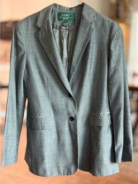 Ralph Lauren Gray Petite Blazer with Green Label